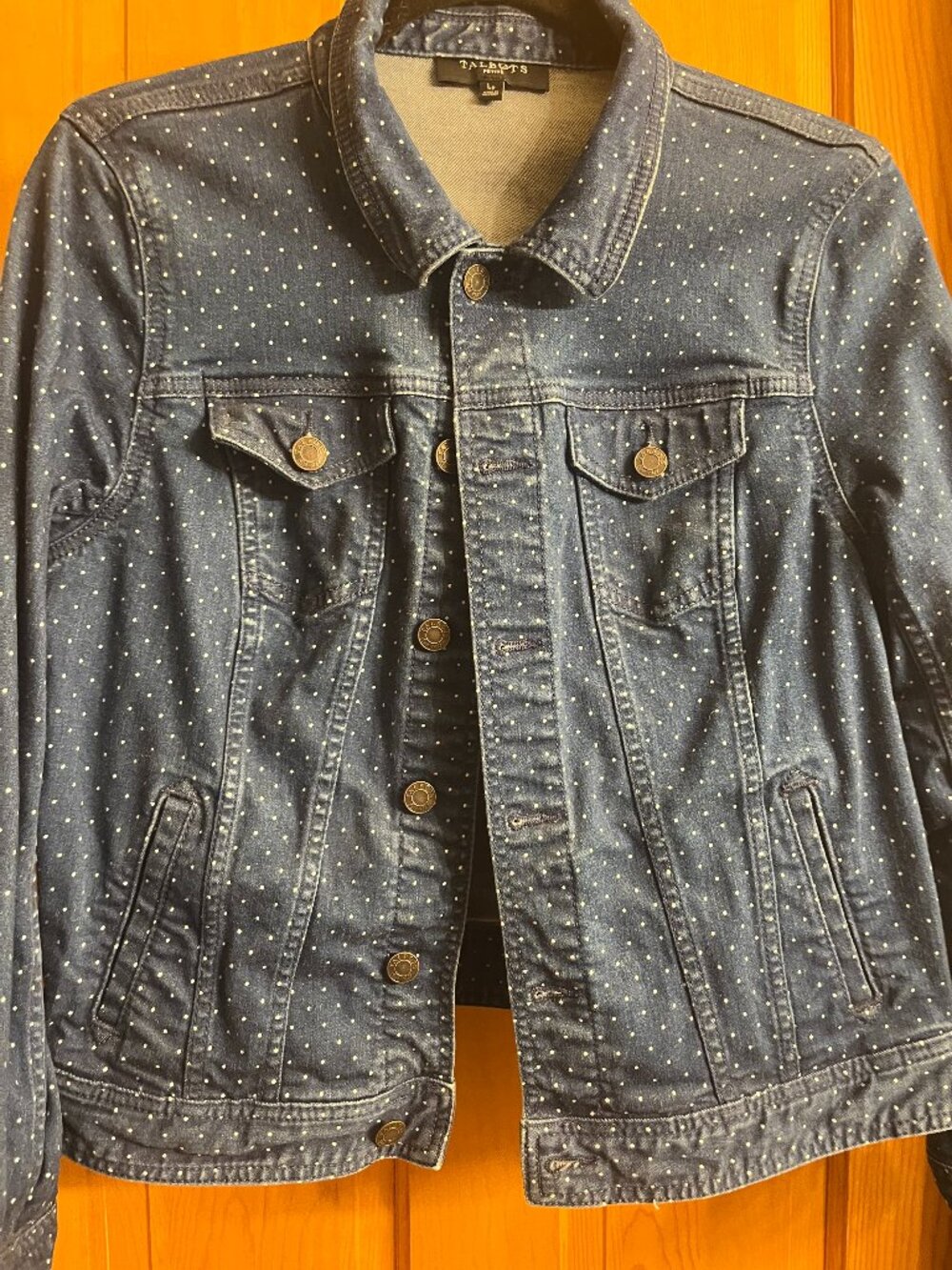 Talbots Denim Jacket with white polka dots LP